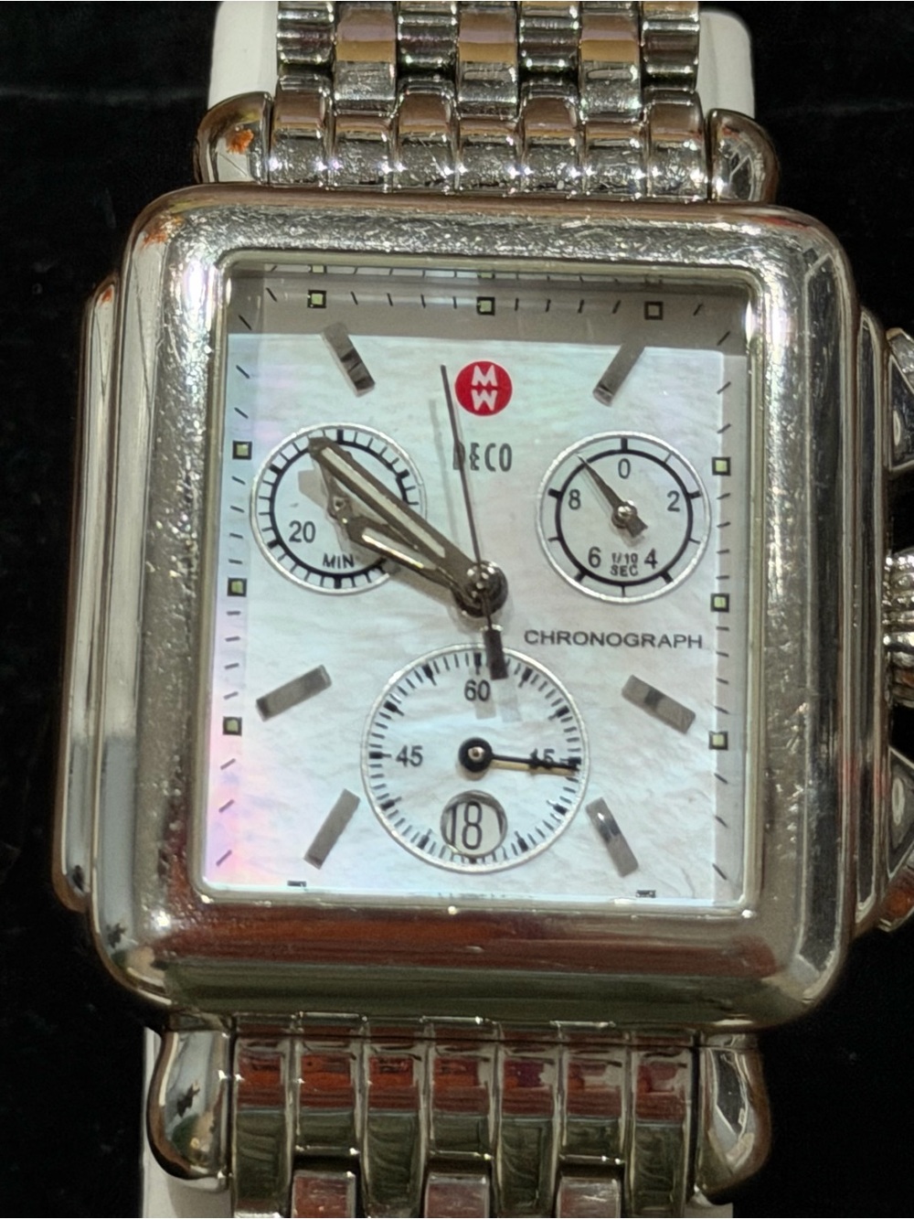 Michele Deco Chronograph Watch Stainless Steel Mother of Pearl Dial Swiss Made - Picture 11 of 11